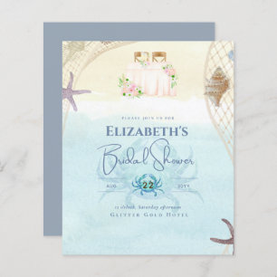 Beach Bridal Shower Coastal Nautical Invitation