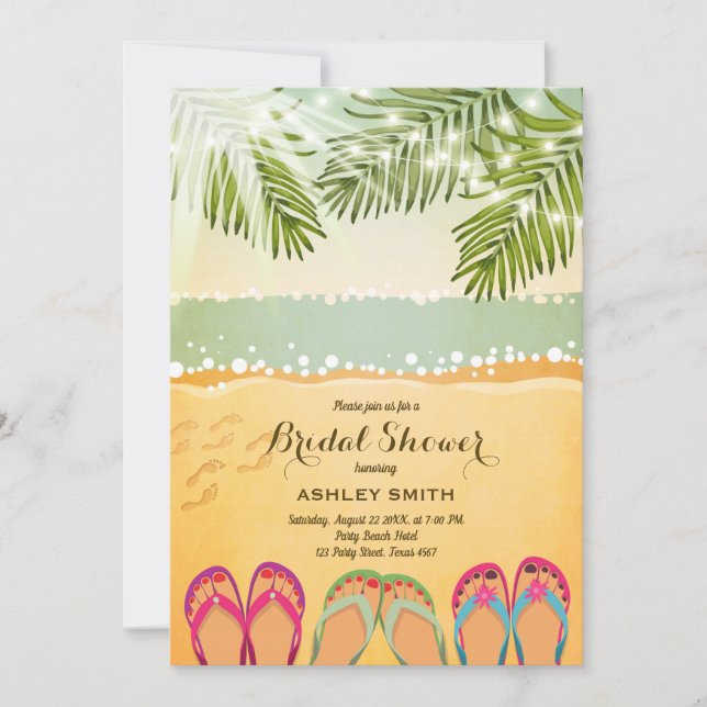 Beach Bridal shower invitation Vintage Tropical (Front)