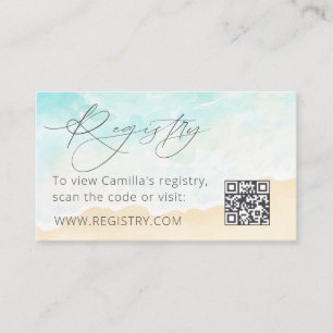 Beach Bridal Shower Registry QR code Enclosure Card