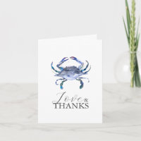Beach Bridal Shower Theme Crab Thank You Cards
