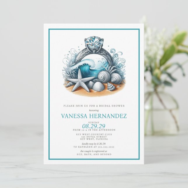 Beach Bride Bridal Shower Invitation (Standing Front)