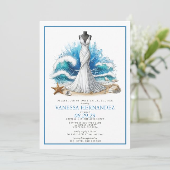 Beach Bride Bridal Shower Invitation (Standing Front)