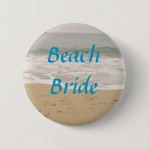 Beach Bride Button:  Ocean Tide Version 6 Cm Round Badge