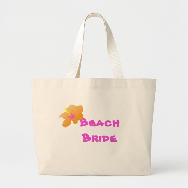 Beach Bride Tote Bag:  Hibiscus Design (Front)