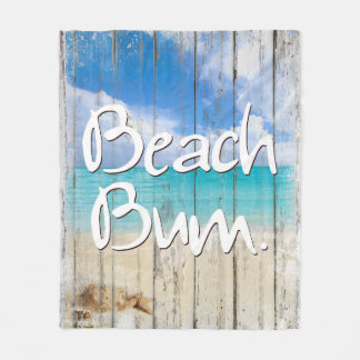 Beach Bum ~ Coastal sign, beach fleece blanket
