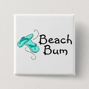 Beach Bum Flip Flops 15 Cm Square Badge
