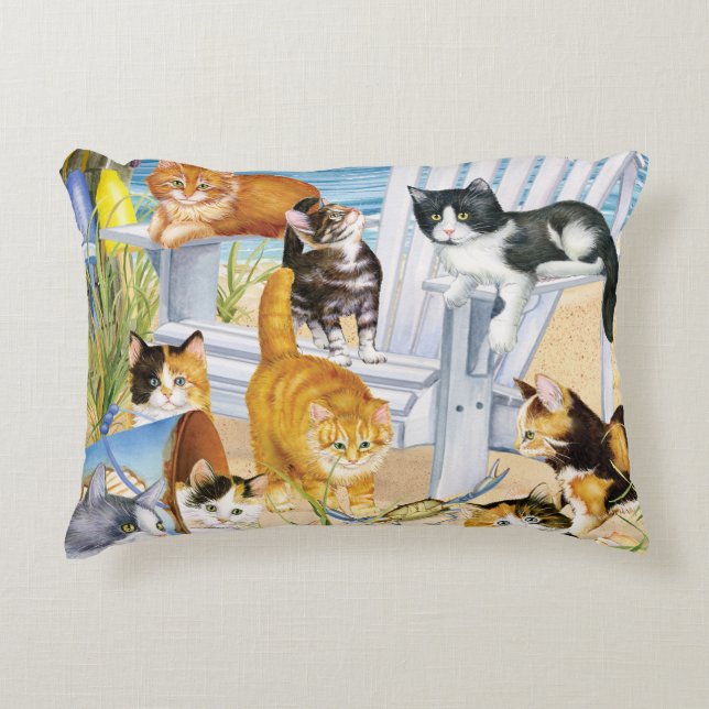 Beach Bum Kittens Decorative Cushion (Front)