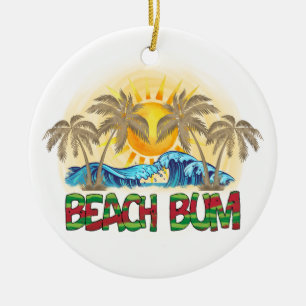 Beach Bum   Ocean Waves   Tropical Ceramic Tree Decoration