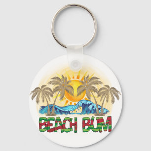 Beach Bum Ocean Waves Tropical Key Ring