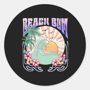 Beach Bum Sunset Summer Vacation Hawaii Family Mat Classic Round Sticker