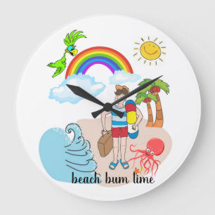 Beach Bum Time Octopus Ocean Wave Clock