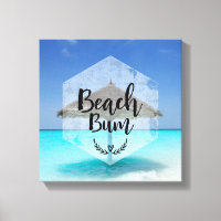 Beach Bum Typography - Umbrella on Tropical Beach