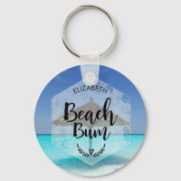 Beach Bum Typography - Umbrella on Tropical Beach