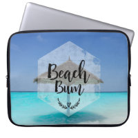 Beach Bum Typography - Umbrella on Tropical Beach