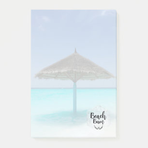 Beach Bum Typography - Umbrella on Tropical Beach Post-it Notes