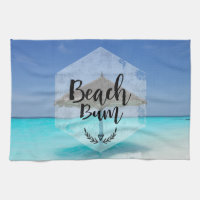 Beach Bum Typography - Umbrella on Tropical Beach