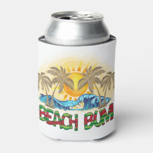 Beach Bum   Watermelon, Ocean Waves & Tropical Sun Can Cooler