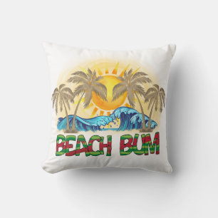 Beach Bum   Watermelon, Ocean Waves & Tropical Sun Cushion