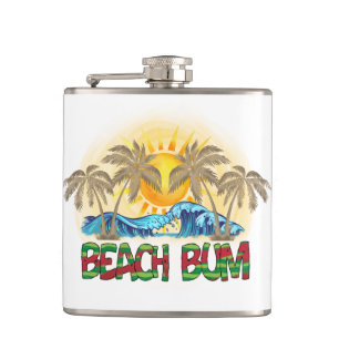 Beach Bum Watermelon, Ocean Waves & Tropical Sun Hip Flask