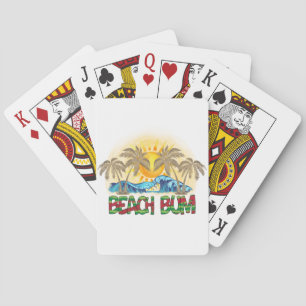 Beach Bum Watermelon, Ocean Waves & Tropical Sun Playing Cards