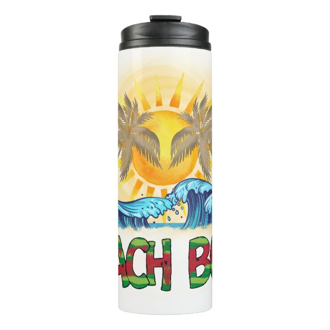 Beach Bum | Watermelon, Ocean Waves & Tropical Sun Thermal Tumbler (Front)
