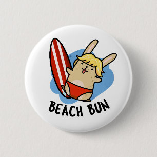 Beach Bun Funny Bunny Pun 6 Cm Round Badge