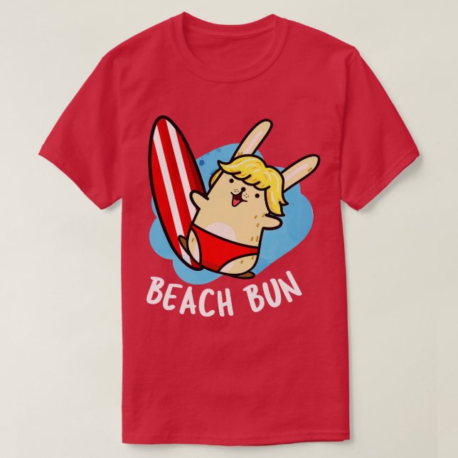 Beach Bun Funny Bunny Puns T-Shirt (Design Front)