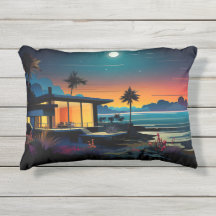 Beach Bungalow Accent Pillow