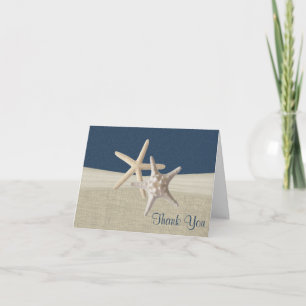 Beach Burlap and Starfish Thank You Card