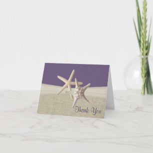 Beach Burlap and Starfish Thank You Card