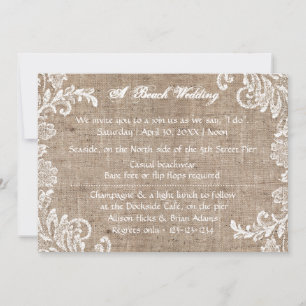 Beach Burlap & Lace - Wedding Invitation