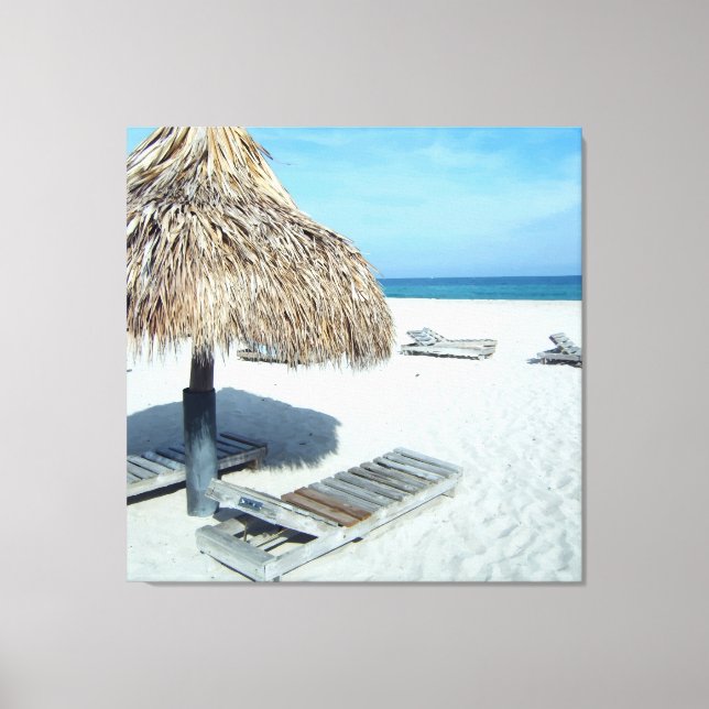 Beach Cabana Tropical Scenic Art Canvas Print (Front)