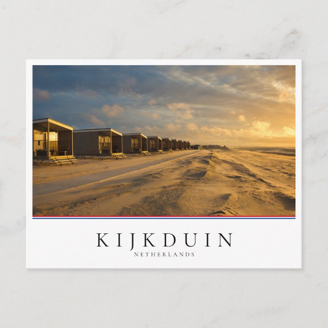 Beach cabins at sunset at the dutch coast postcard (Front)