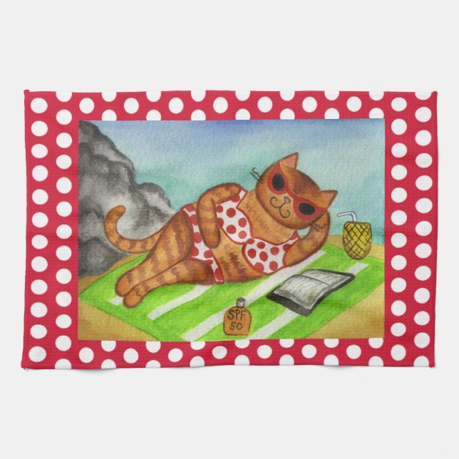 Beach Cat Kitchen Towel  (Horizontal)