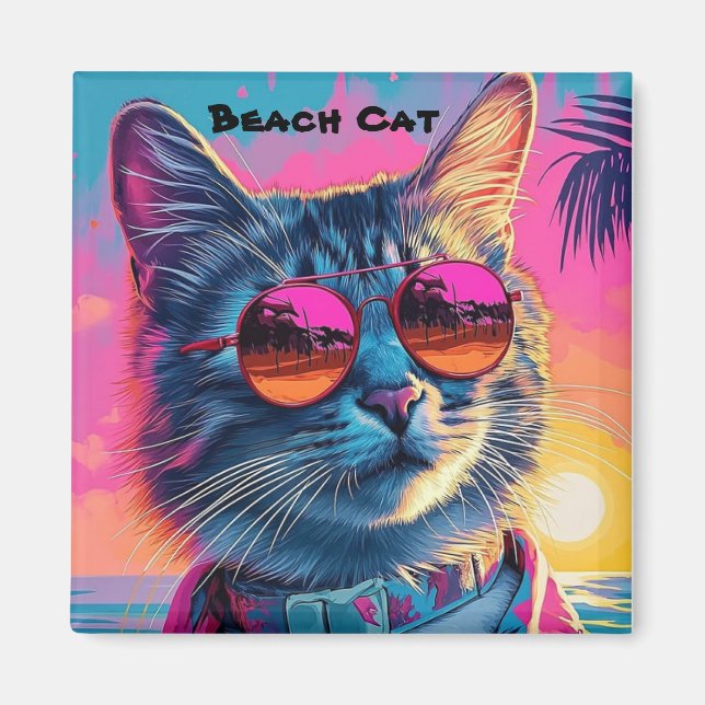 Beach Cat Magnet (Front)