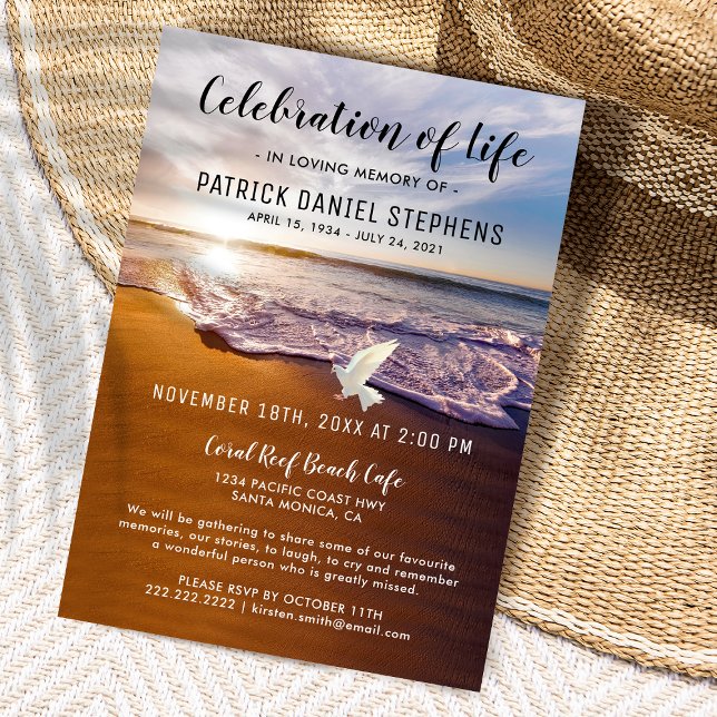 Beach Celebration of Life Funeral Invitation (Creator Uploaded)
