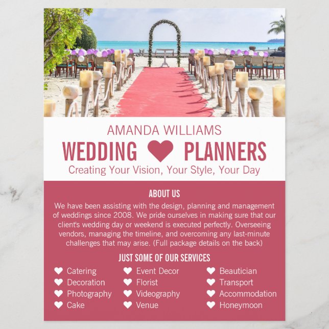 Beach Ceremony, Wedding Event Planner Advertising Flyer (Front)