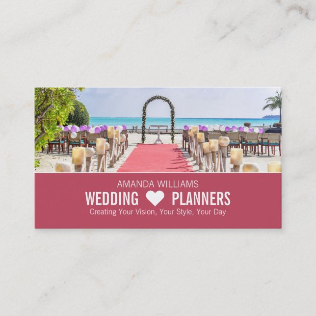 Beach Ceremony, Wedding Event Planner Business Card (Front)