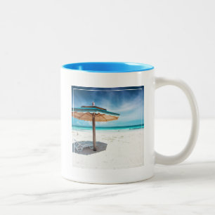 Beach Chair And Umbrella Silver Sands Beach Two-Tone Coffee Mug