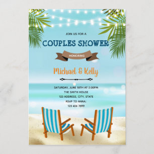 Beach chair couples shower invitation