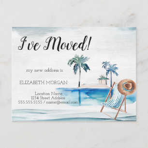 Beach Chair House Palms  New Address Announcement Postcard