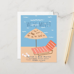 Beach Chair Umbrella Moving Announcement Postcard