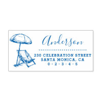 Beach Chair & Umbrella Script Name Return Address