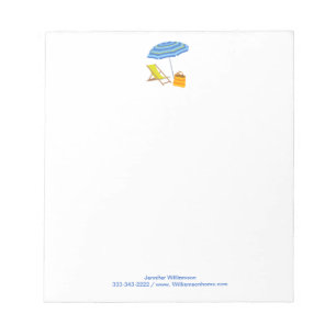 Beach Chair Umbrella Tropical Summer Stripe Ocean  Notepad