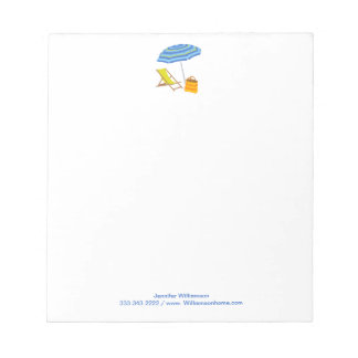 Beach Chair Umbrella Tropical Summer Stripe Ocean  Notepad