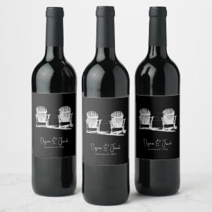 Beach Chairs Adirondack Black And White Wedding Wine Label