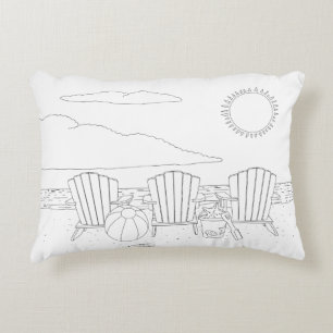 Beach Chairs Adult Colouring Pillow