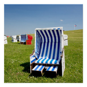 Beach chairs at the North Sea Poster