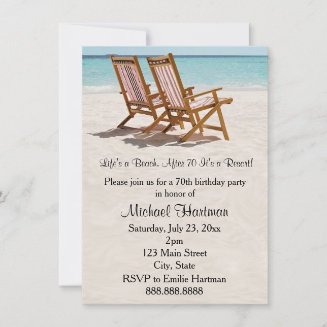 Beach Chairs Birthday Party Invitations (Front)