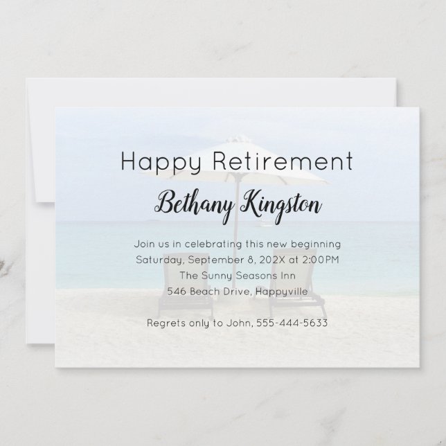 Beach Chairs Happy Retirement Party Invitation (Front)